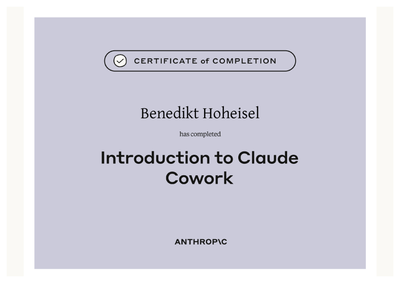 Zertifikat: Introduction to Claude Cowork