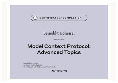 Zertifikat: Model Context Protocol Advanced Topics